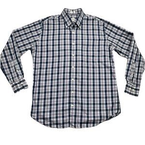 Peter Millar Mens Size Large Shirt Plaid Long Sleeve Button Up Cotton Blue